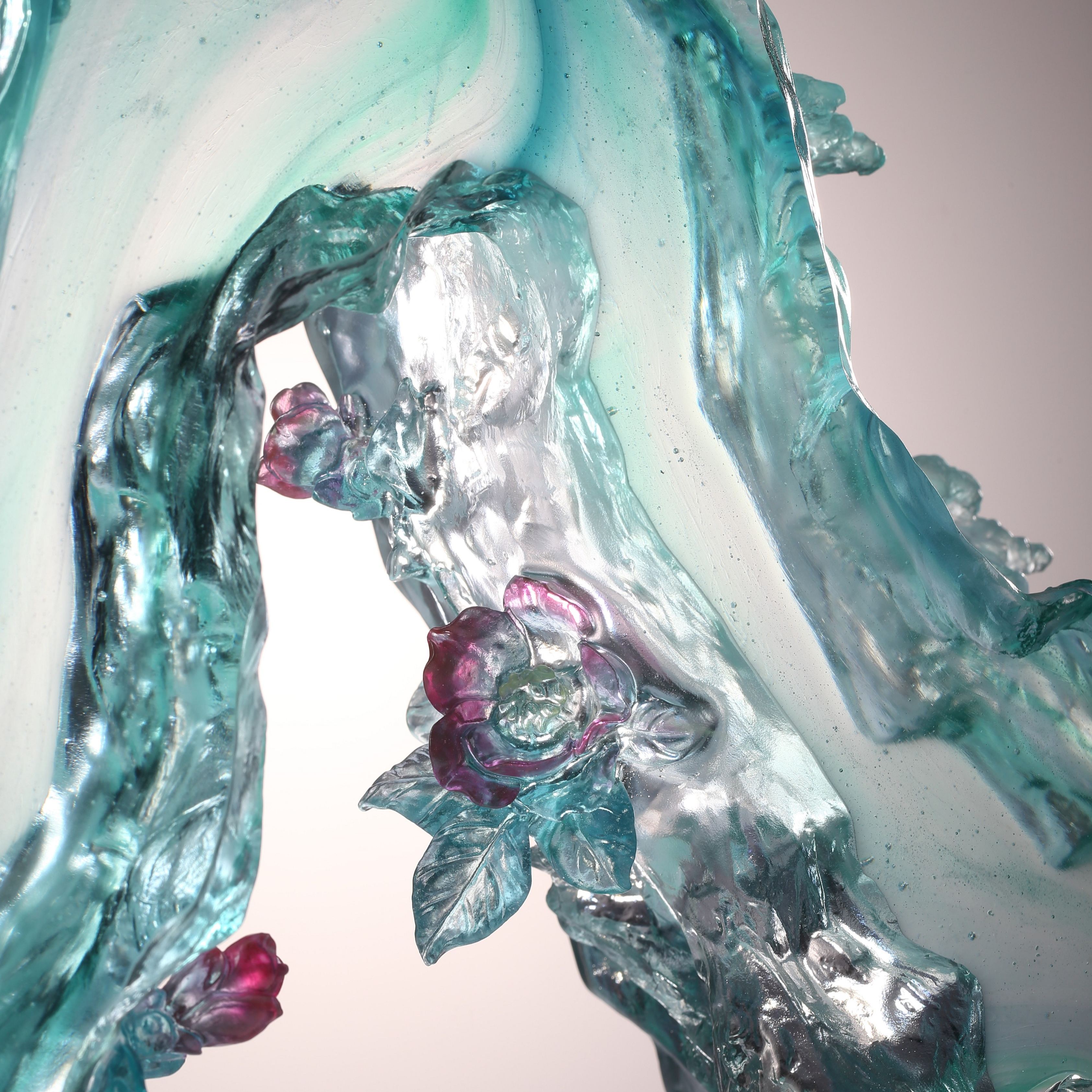 LIULI Crystal, Mountain, Pine, Camellia, Evergreen Mountain Spirit 