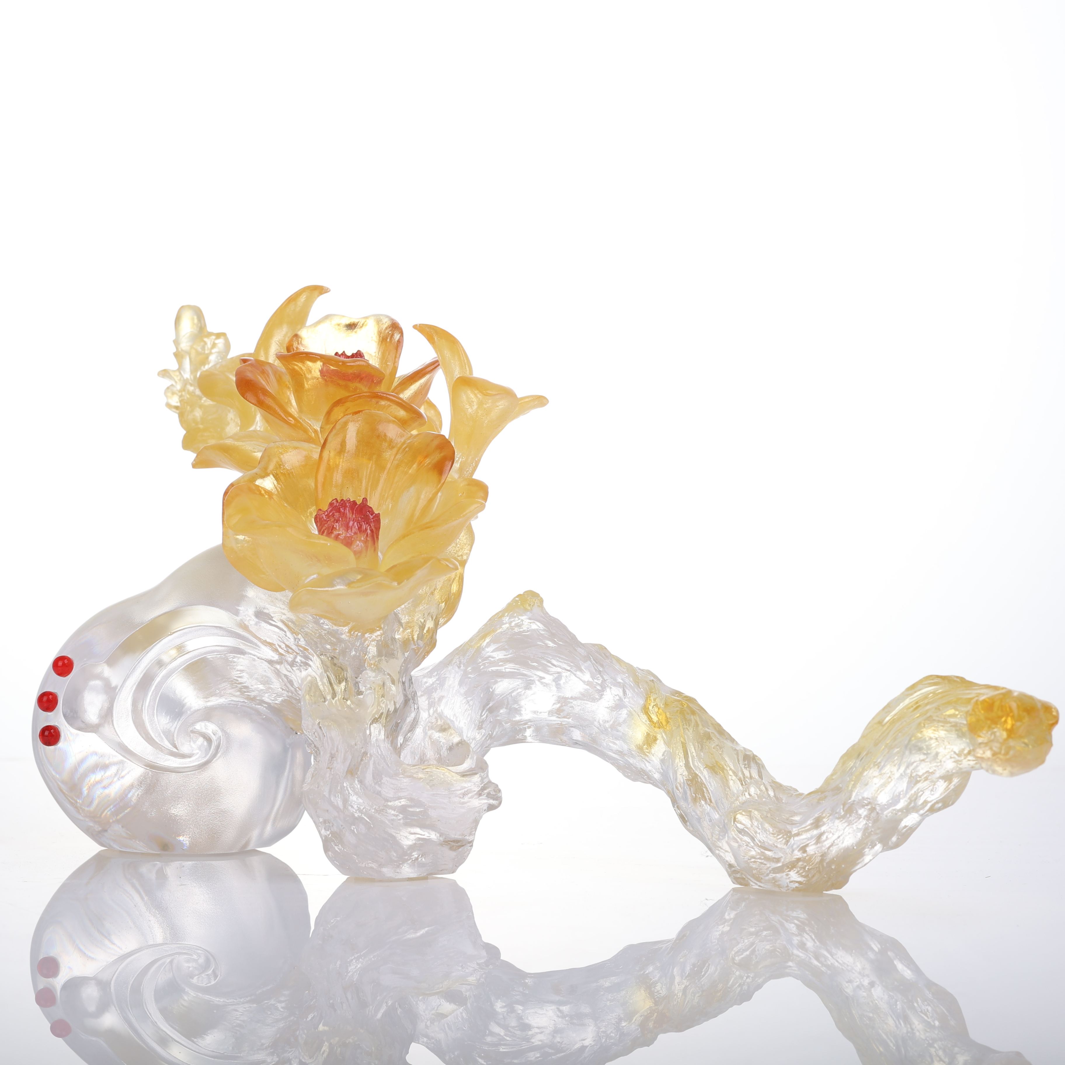 LIULI Crystal Flower, Camellia, In Full Bloom 
