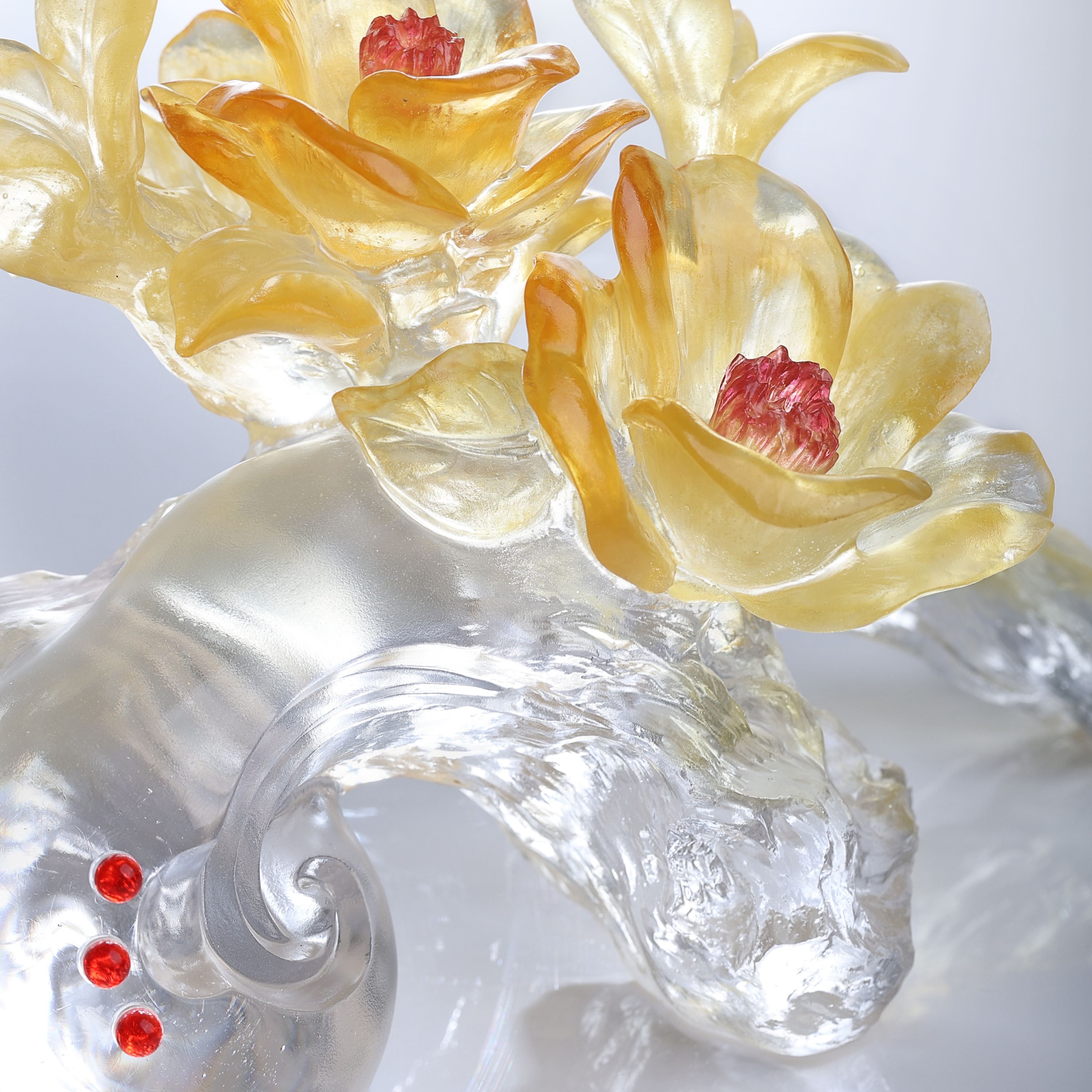 LIULI Crystal Flower, Camellia, In Full Bloom 