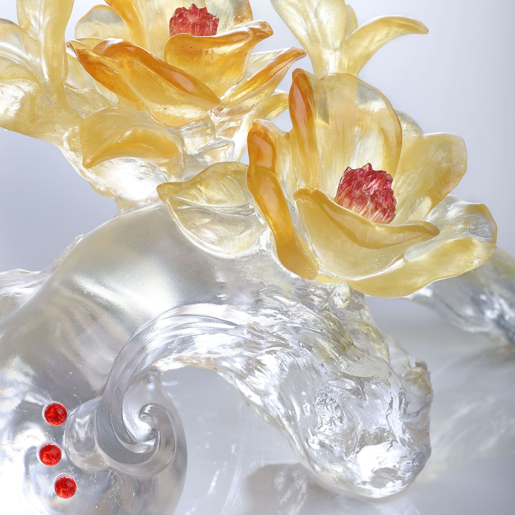 LIULI Crystal Flower, Camellia, In Full Bloom 
