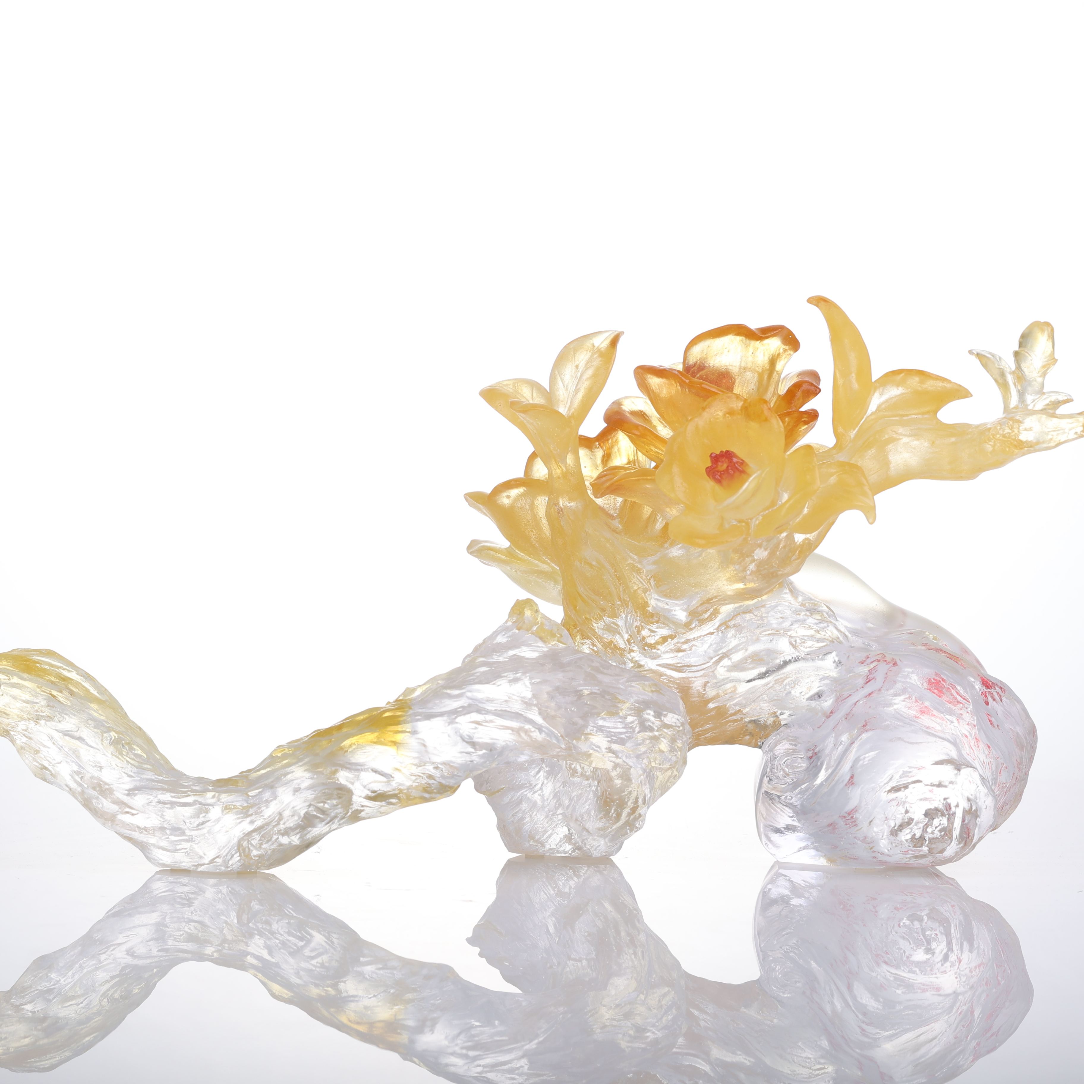 LIULI Crystal Flower, Camellia, In Full Bloom 