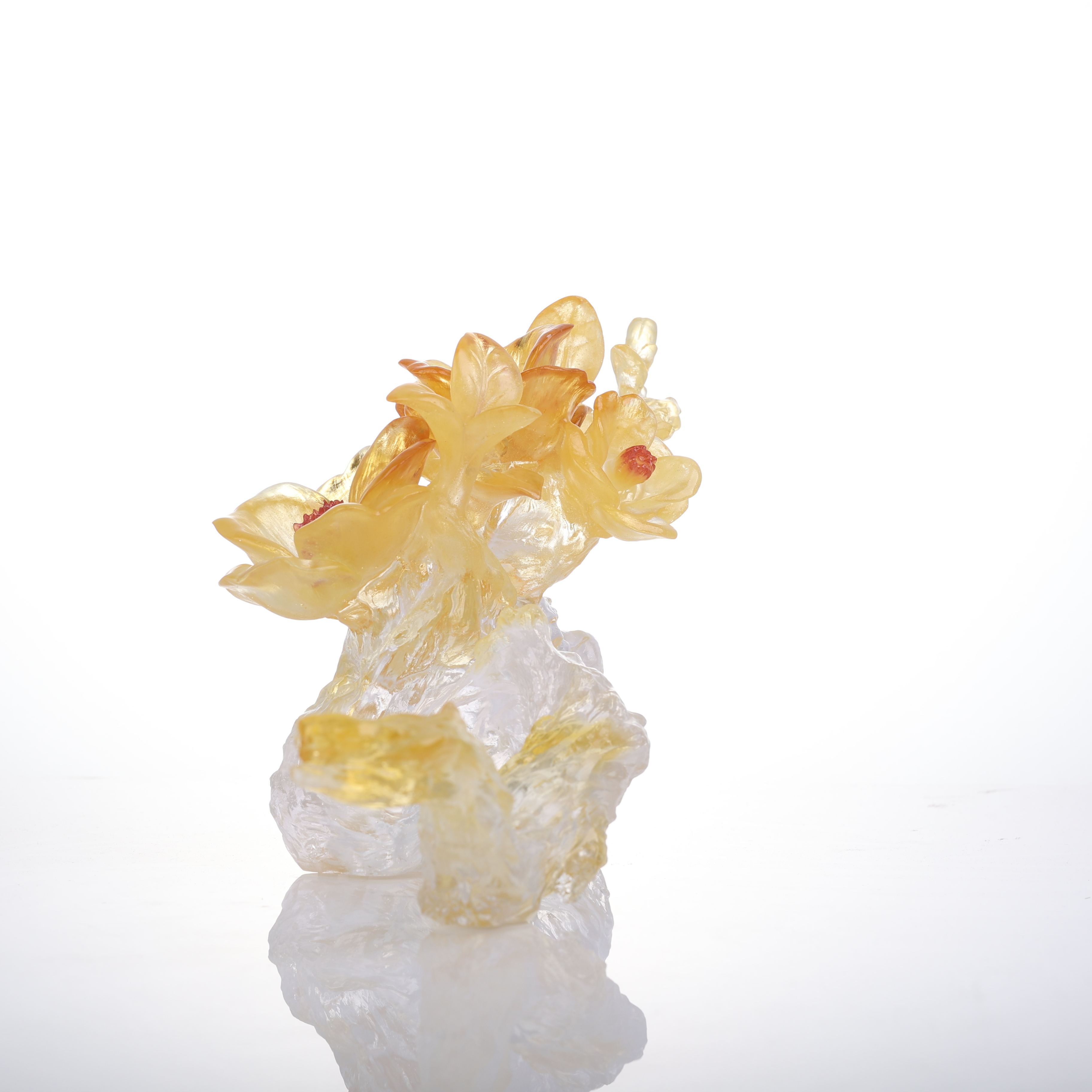 LIULI Crystal Flower, Camellia, In Full Bloom 