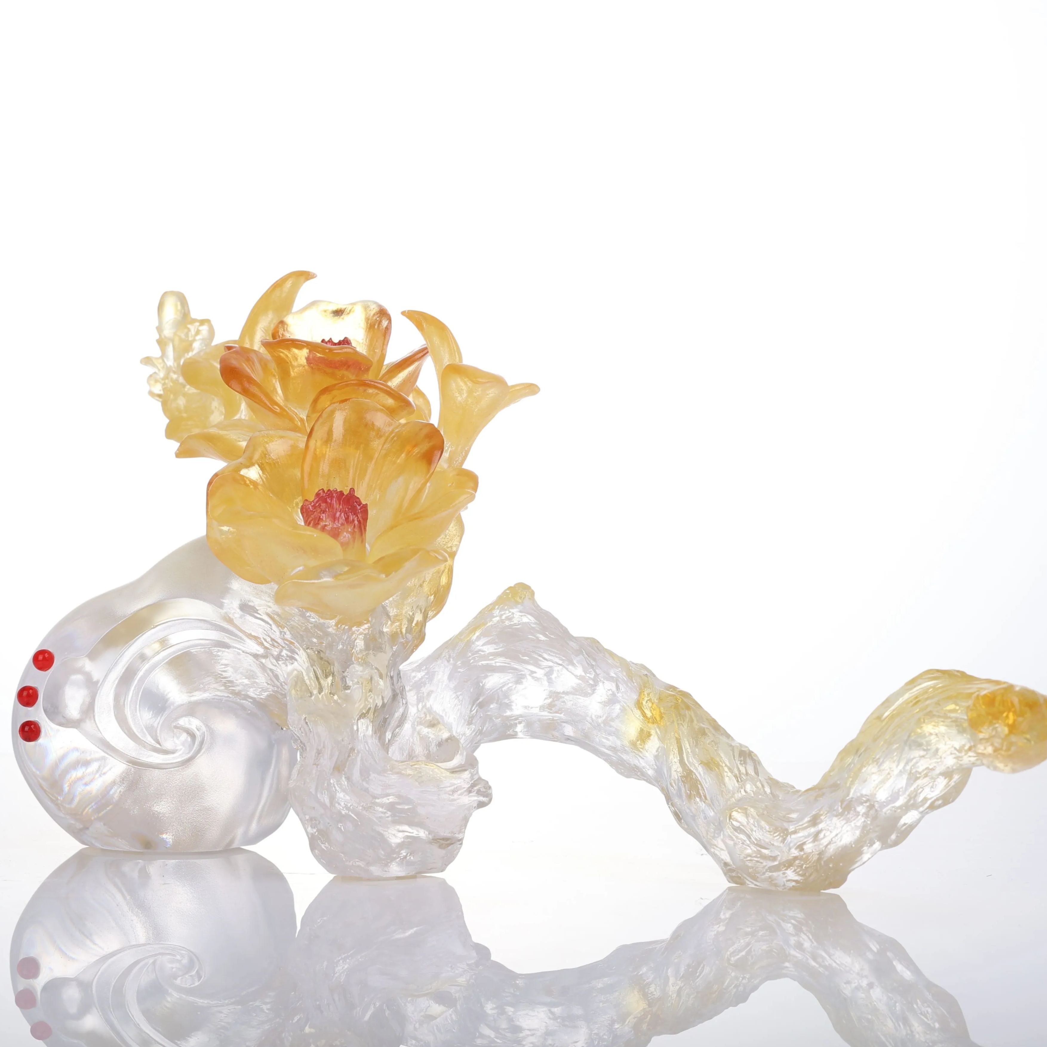 LIULI Crystal Flower, Camellia, In Full Bloom 