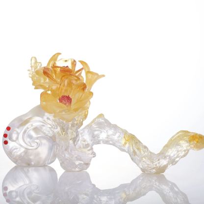 LIULI Crystal Flower, Camellia, In Full Bloom 