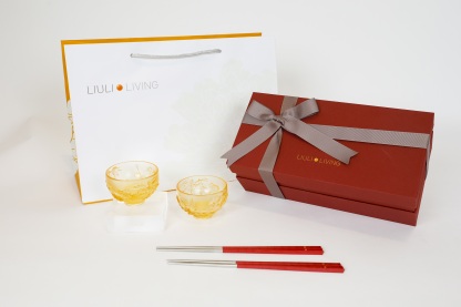 LIULI Crystal Goldfish Bowl, The Joy of Fish (Set of 2)