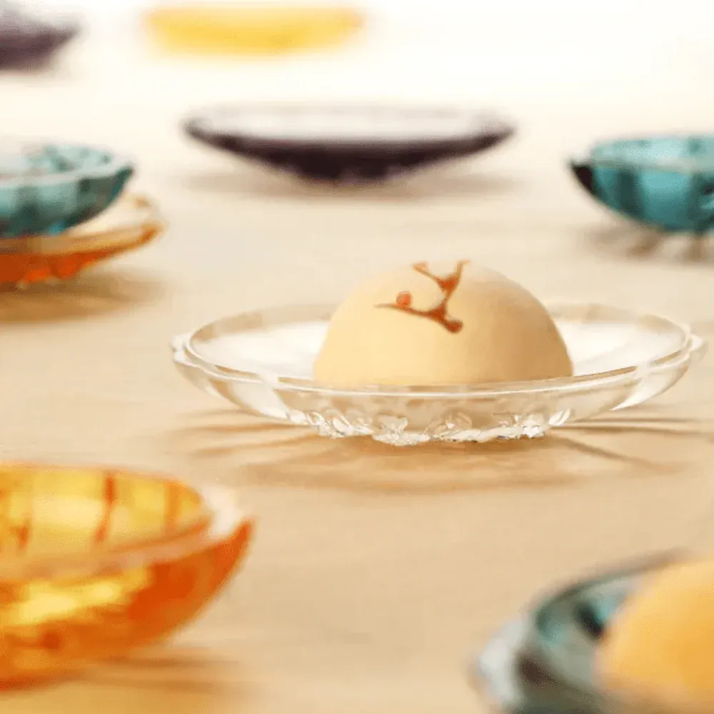 Crystal Snack Tray, Chrysanthemum, Bliss of Moon and Chrysanthemum (Large)