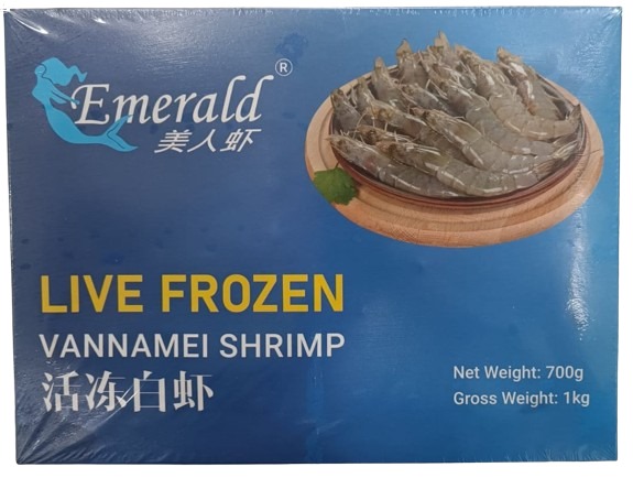156 Emerald Live Frozen Vannamei Whole Raw Shrimp Semi IQF 翡翠冷冻生白虾 
