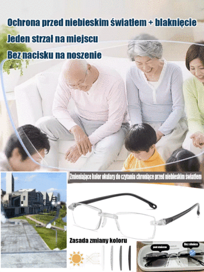 Zmieniające kolor okulary do czytania chroniące przed niebieskim światłem