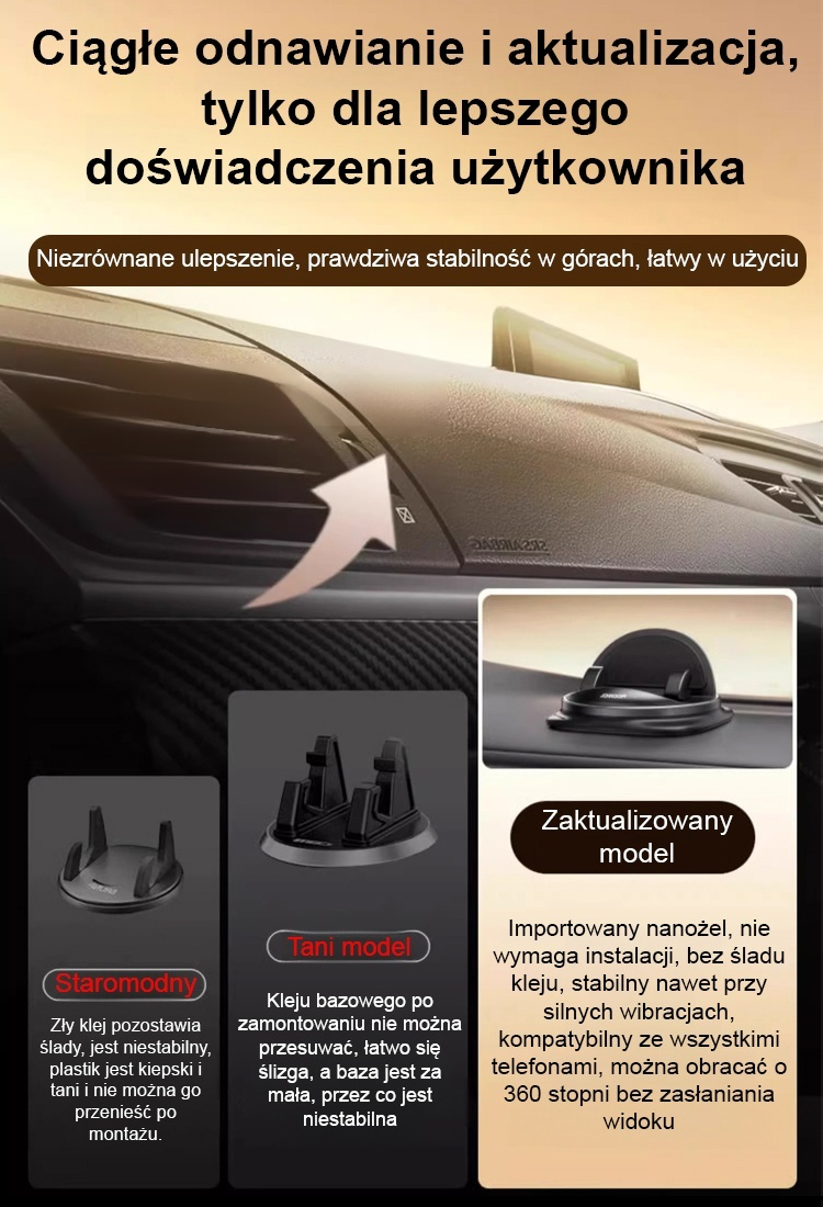 360-stopniowy obrotowy uchwyt samochodowy zapobiegający wstrząsom