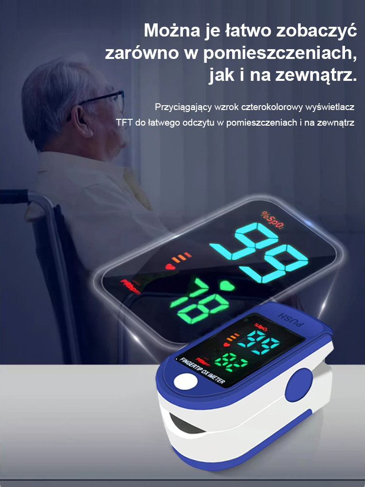 Domowy monitor tlenu we krwi z klipsem na palec