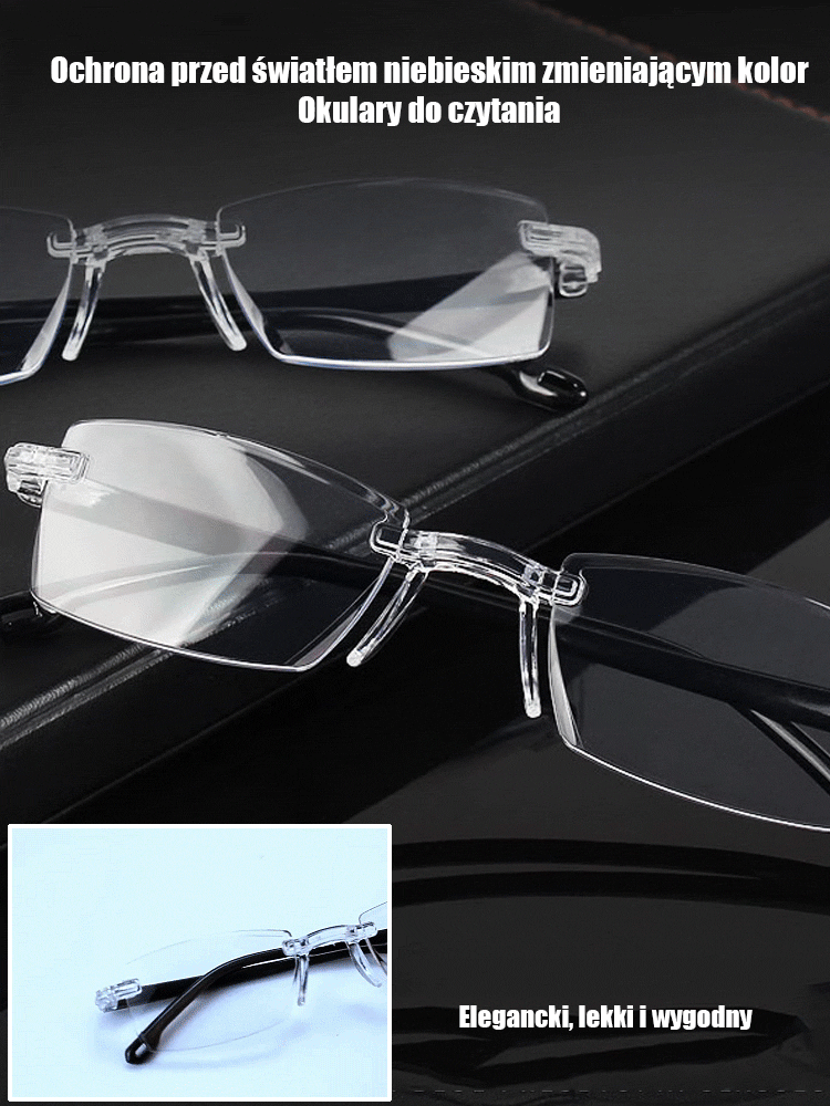 Zmieniające kolor okulary do czytania chroniące przed niebieskim światłem