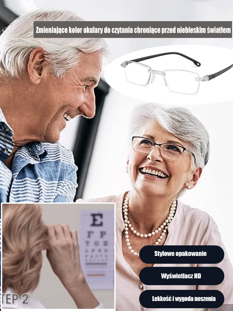 Zmieniające kolor okulary do czytania chroniące przed niebieskim światłem