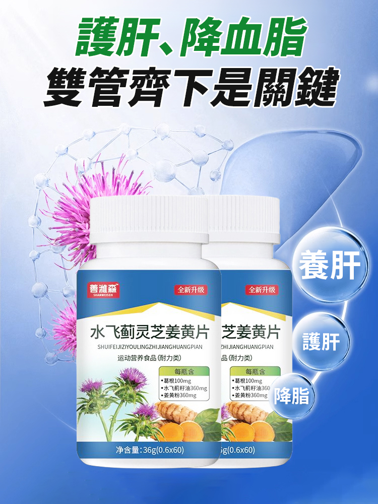 【護肝降脂】水飛薊靈芝薑黃片