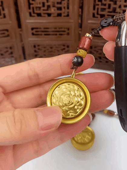 黃銅聚寶盆十二生肖轉轉吊墜掛件