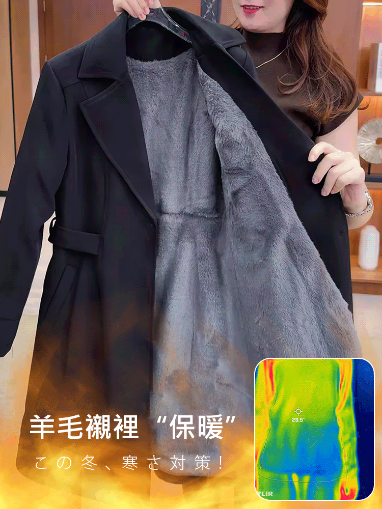 【薄厚可選】中長款保暖風衣外套女