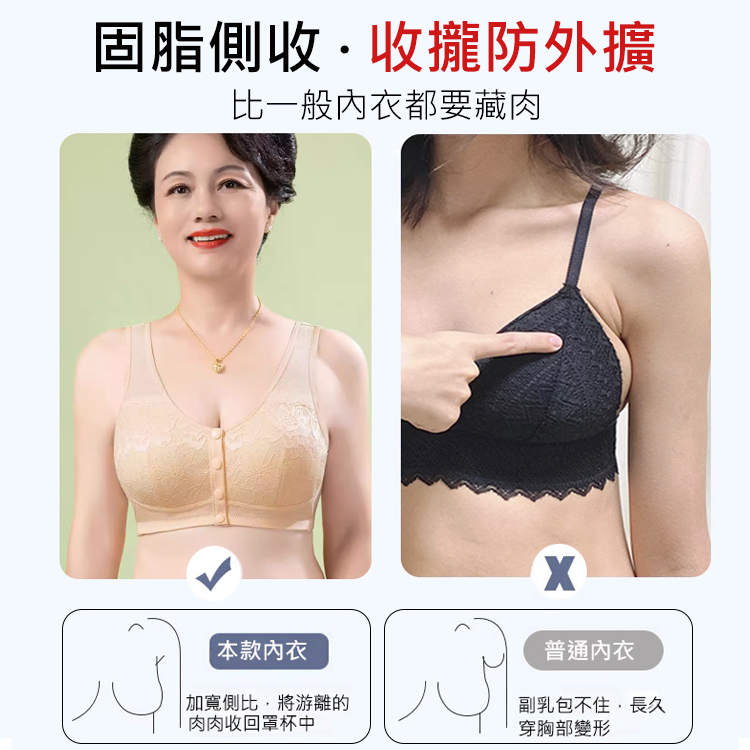媽媽款前開扣蕾絲內衣