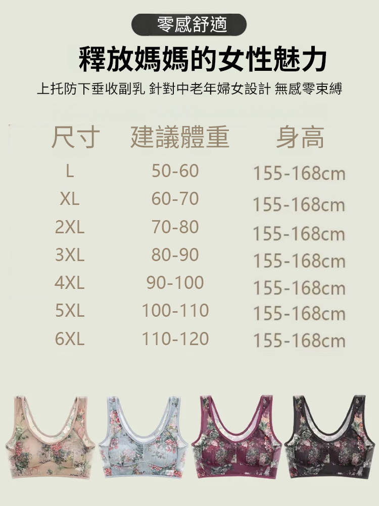 性感蕾絲網紗印花聚攏文胸