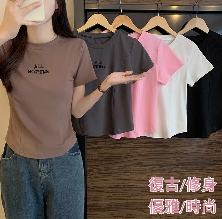 純棉字母美式短袖t卹