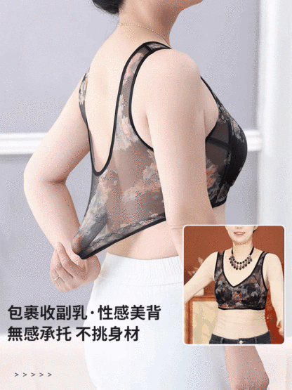 性感蕾絲網紗印花聚攏文胸
