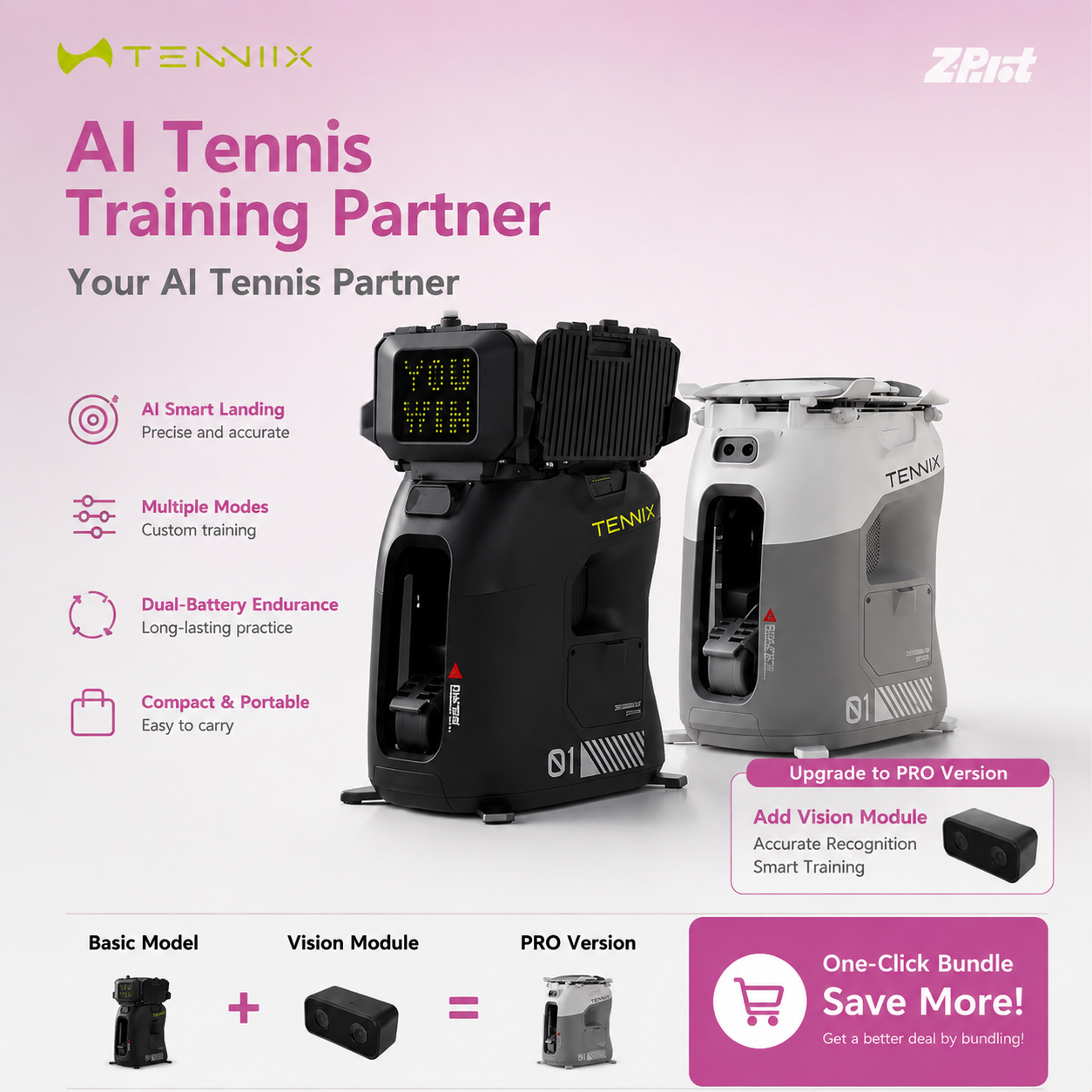 Enhanced Tenniix AI Portable Tennis Robot — Your Smart Training Partner Anywhere