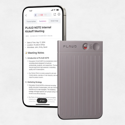 AI Voice Recorder, PLAUD Note Voice Recorder w/Case, App Control, Transcribe & Summarize with AI Technology, Support 112 Languages, 64GB Memory, Audio Recorder for Lecture, Meeting