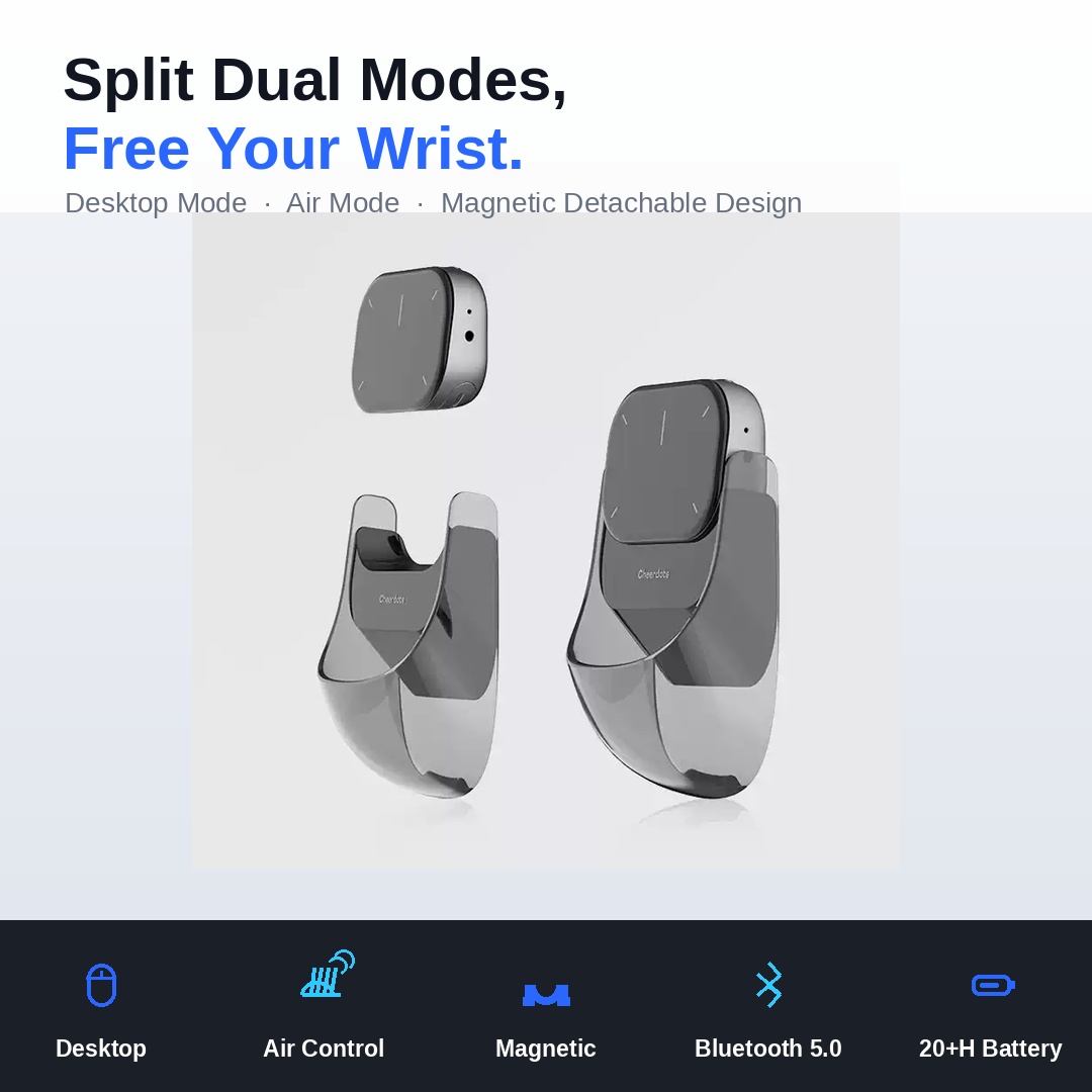 Cheerdots Smart AI Split Air Mouse | Bluetooth Mouse, Touchpad & Presentation Remote