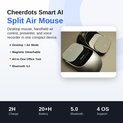 Cheerdots Smart AI Split Air Mouse | Bluetooth Mouse, Touchpad & Presentation Remote