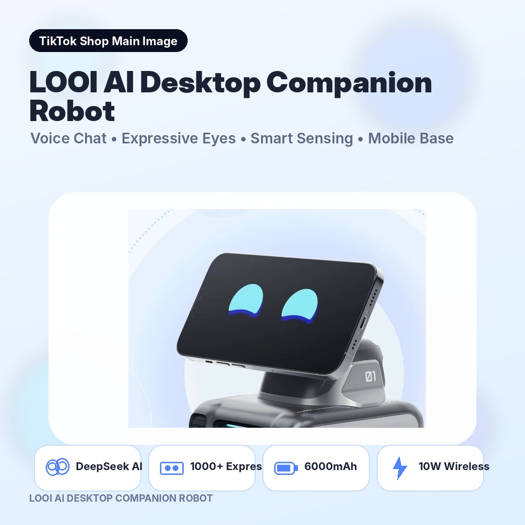 LOOI AI Desktop Companion Robot | DeepSeek Smart Desk Pet with 1000+ Expressions