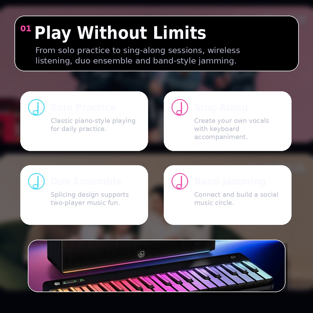 Music Password 2 Portable Singing Keyboard & Speaker Set | 70W Bluetooth Speaker with 128 Tones & RGB Keys