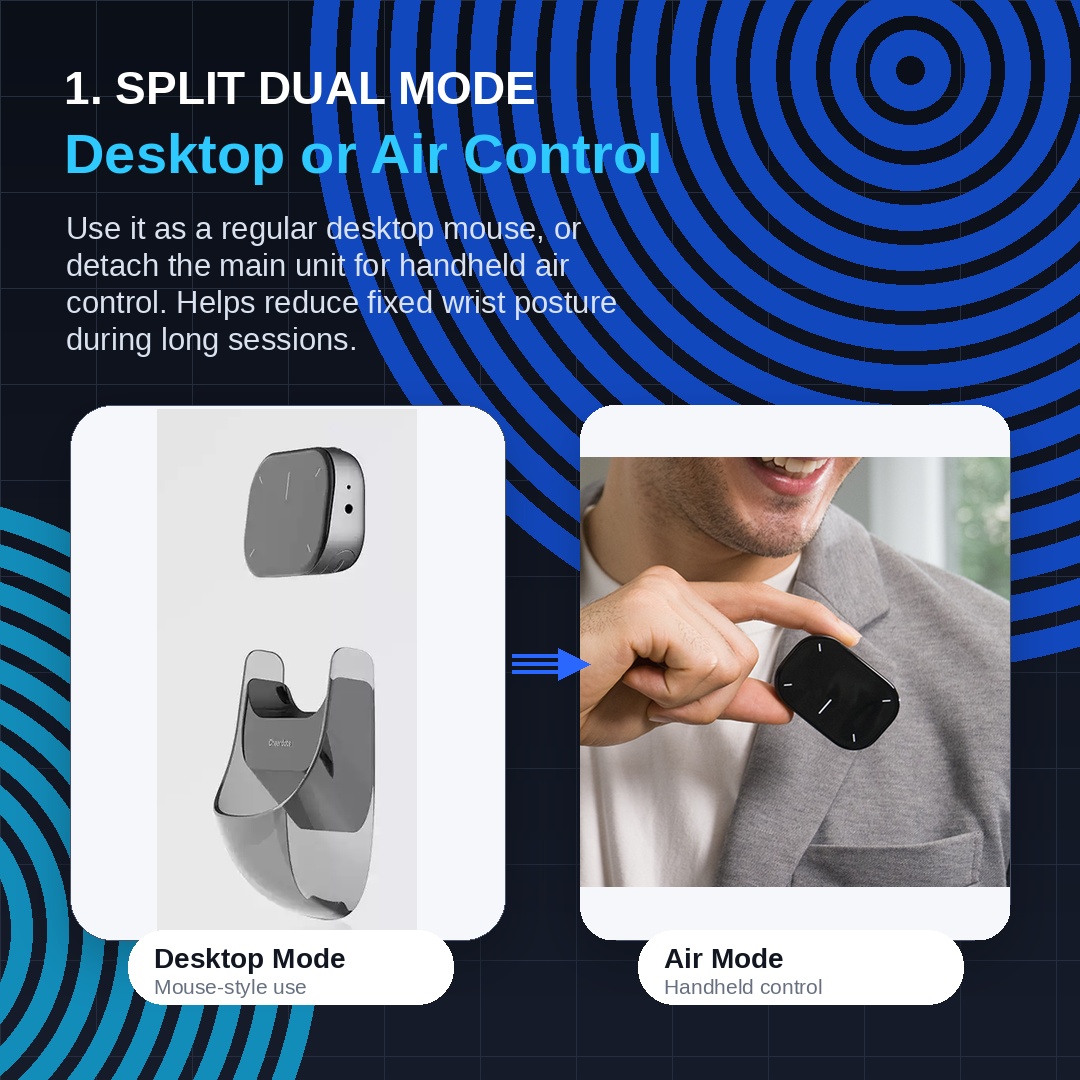 Cheerdots Smart AI Split Air Mouse | Bluetooth Mouse, Touchpad & Presentation Remote
