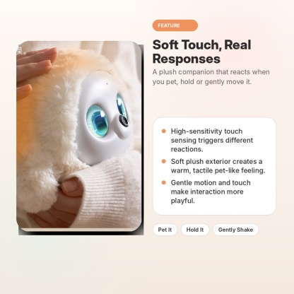 Ropet AI Pet Companion, Touch-Responsive Digital Pet Robot with Voice Chat, AI Memory, Expressive Eyes & Soft Plush Styling for Desk, Bedroom and Everyday Companionship