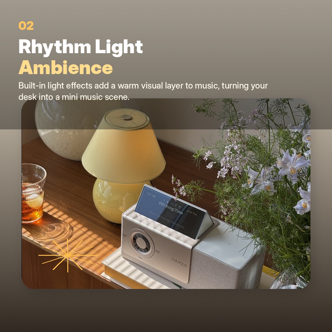 bulu&blue E300 Flip-Screen Lyrics Speaker | Bluetooth Speaker with Wireless Charging & Ambient Light