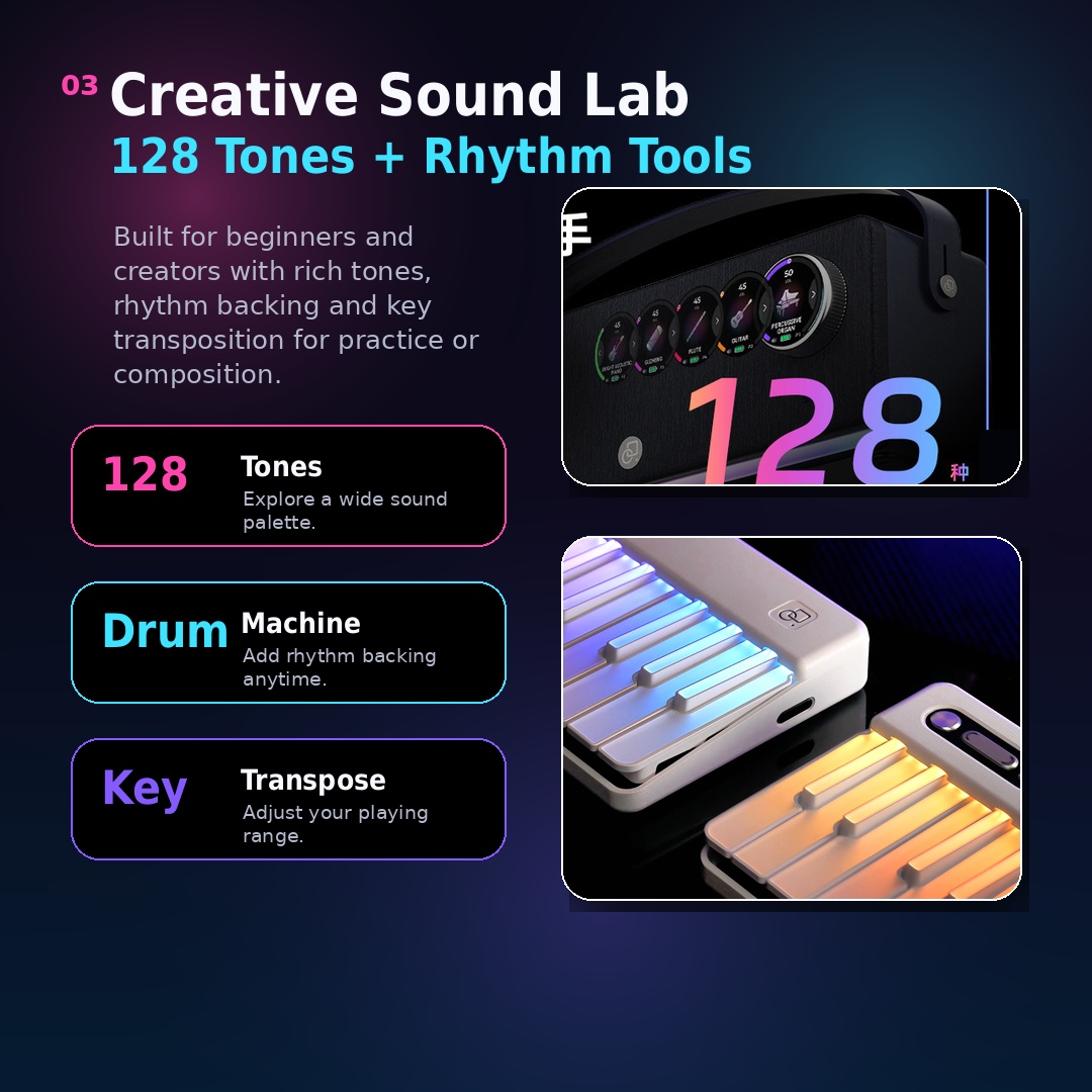 Music Password 2 Portable Singing Keyboard & Speaker Set | 70W Bluetooth Speaker with 128 Tones & RGB Keys