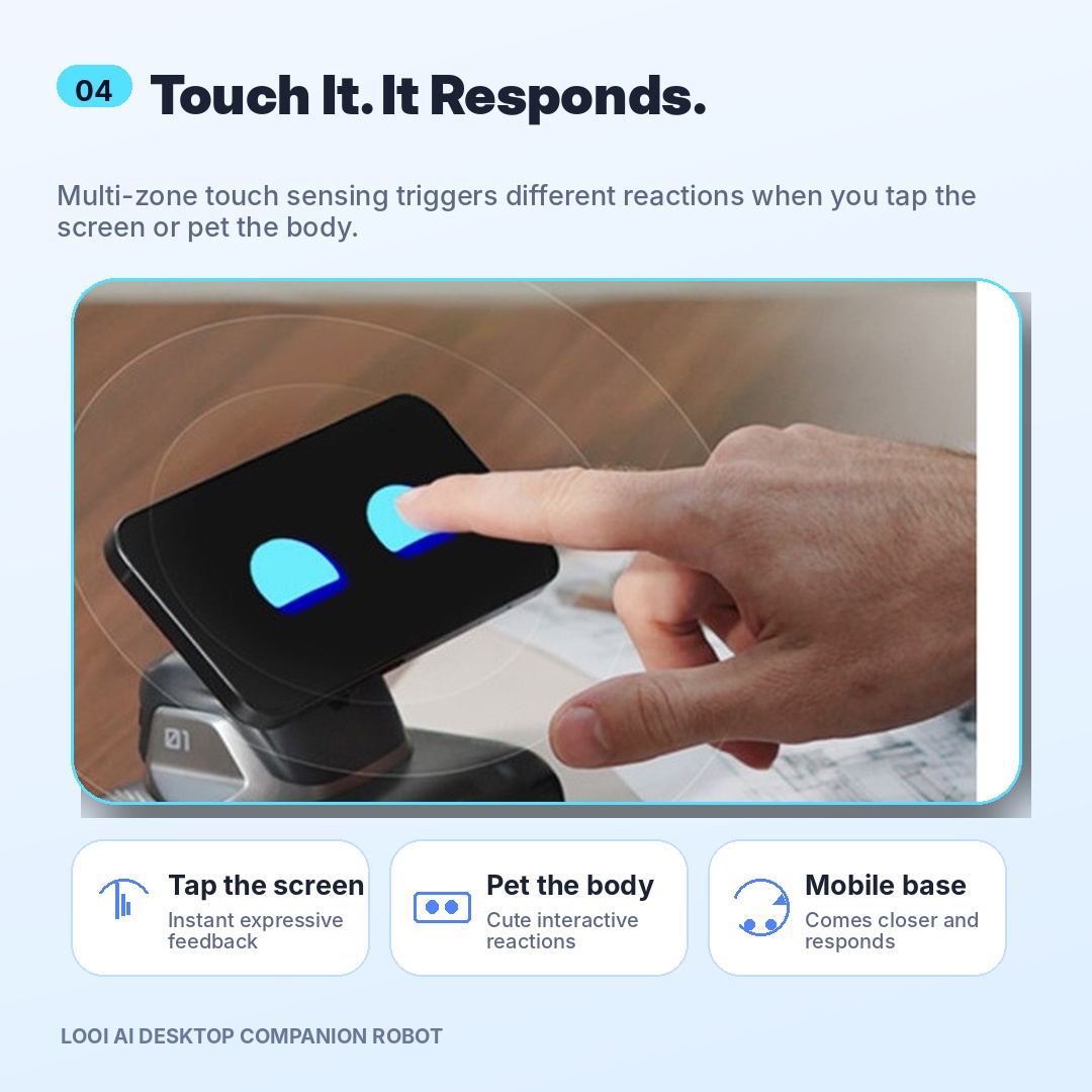 LOOI AI Desktop Companion Robot | DeepSeek Smart Desk Pet with 1000+ Expressions