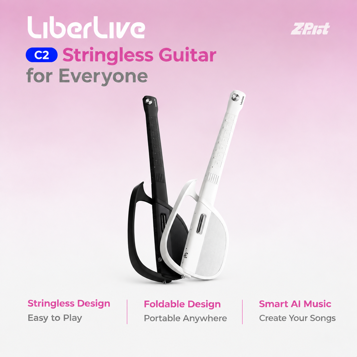 LiberLive C2 Stringless Smart Guitar – Play Music Instantly Without Strings
