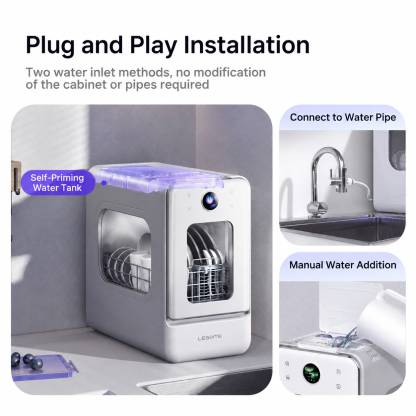 LISSOME R1 Mini Capsule Dishwasher—a compact, all-in-one dishwasher designed for modern living. It completes washing and drying in as little as 15 minutes and requires no plumbing connection. (Mainland China plug)