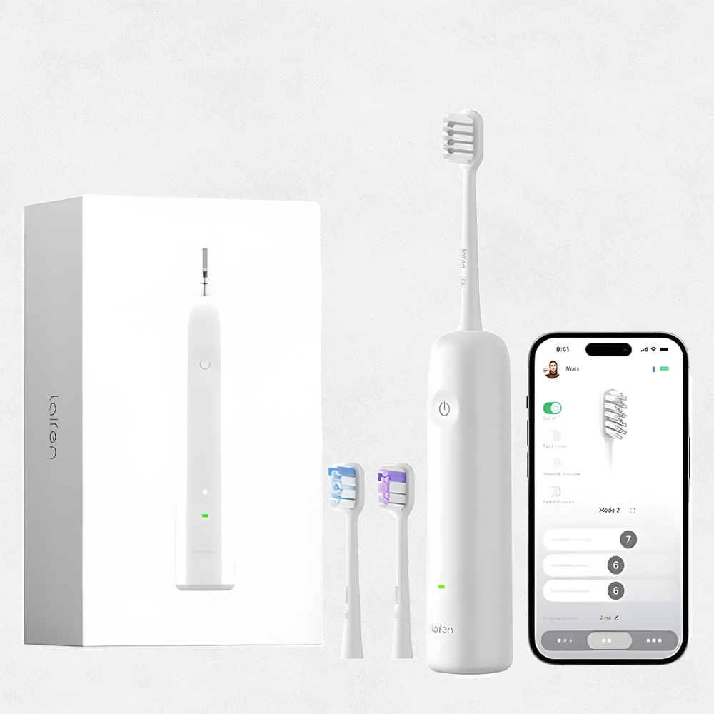 Laifen Wave Electric Toothbrush, Oscillation & Vibration Sonic Electric Toothbrush for Adults with App, 3 Brush Heads, IPX7 Waterproof Magnetic Rechargeable Travel Powered Toothbrush