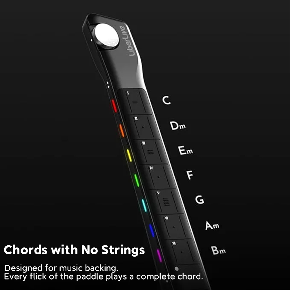 C1 Stringless Smart Guitar, Foldable Travel Backing Guitarra, Chord Generator, App Interactive Chord Sheets, Built-in Drum Machine & Bassline for One-Man Band, For Adults & Teens