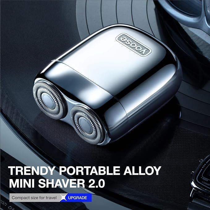 YOOSE Mini Shaver, Portable Alloy Electric Shavers for Men, IPX7 Waterproof, Wet & Dry Shave, Cordless Travel Shaver, USB-C Rechargeable Electric Razor, Battery Indicator, Travel Lock