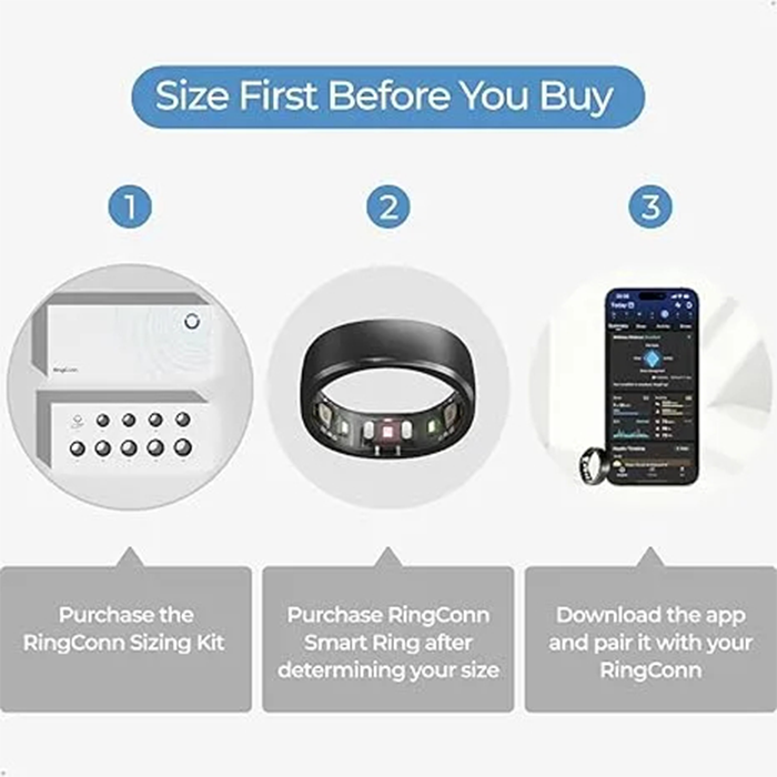 RingConn Gen 1, Smart Ring for Women/Men, No App Subscription, Size First with Sizing Kit, Smart Ring Health Tracker, 7-Day Battery Life, Fitness & Sleep Tracker for iOS & Android