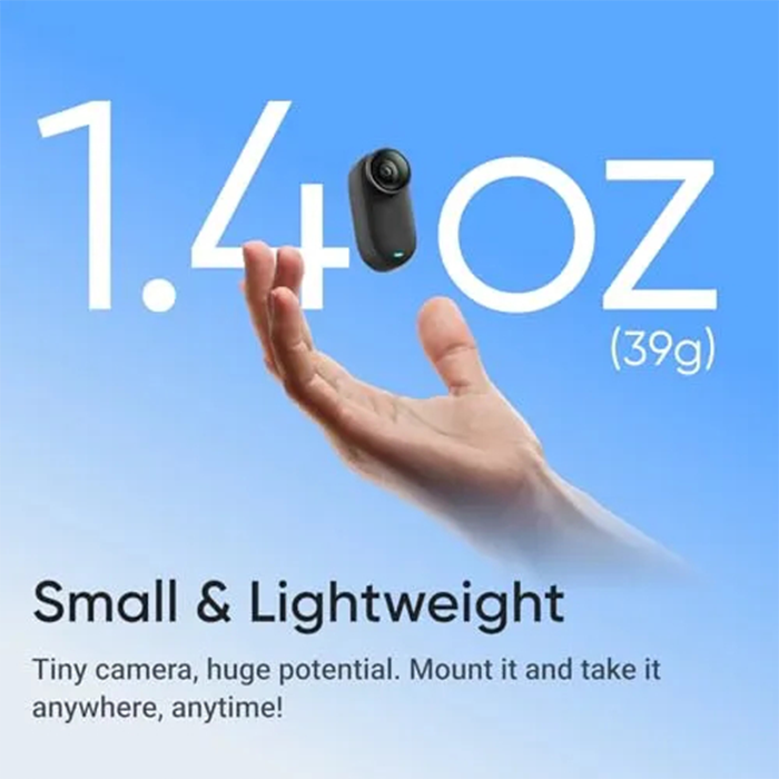 Insta360 GO 3S - 64 GB Black 4K Tiny Portable Vlogging Camera, Hands-Free POVs, Mount Anywhere, Stabilization, 140 Min Battery Life, 10m Waterproof, Apple Find My, Pet POV