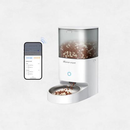 Homerunpet Smart Automatic Cat Feeder - WiFi & Bluetooth, Custom Timed Feeding, 30-Day Freshness for Dry Food, 1-20 Portions per Meal, 304 Stainless Steel Bowl