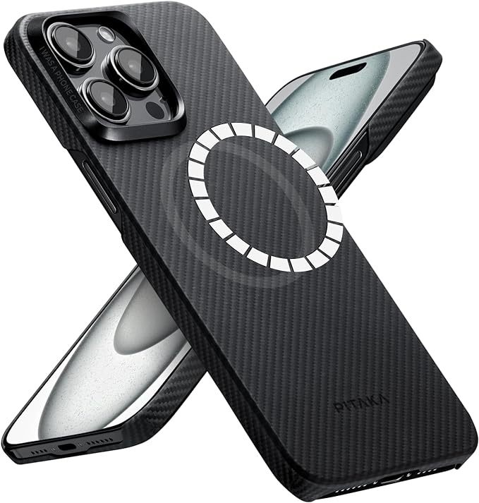 pitaka Case for iPhone 15 Pro Max Compatible with MagSafe, Slim & Light iPhone 15 Pro Max Case 6.7-inch with a Case-Less Touch Feeling, 600D Aramid Fiber Made [Fusion Weaving MagEZ Case 4 - Overture]