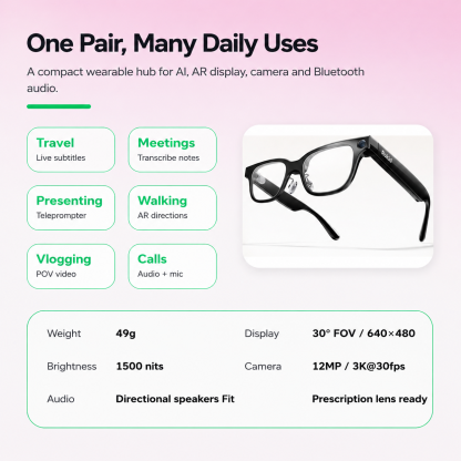 AI Smart Glasses With Real-Time Translation & AR Display