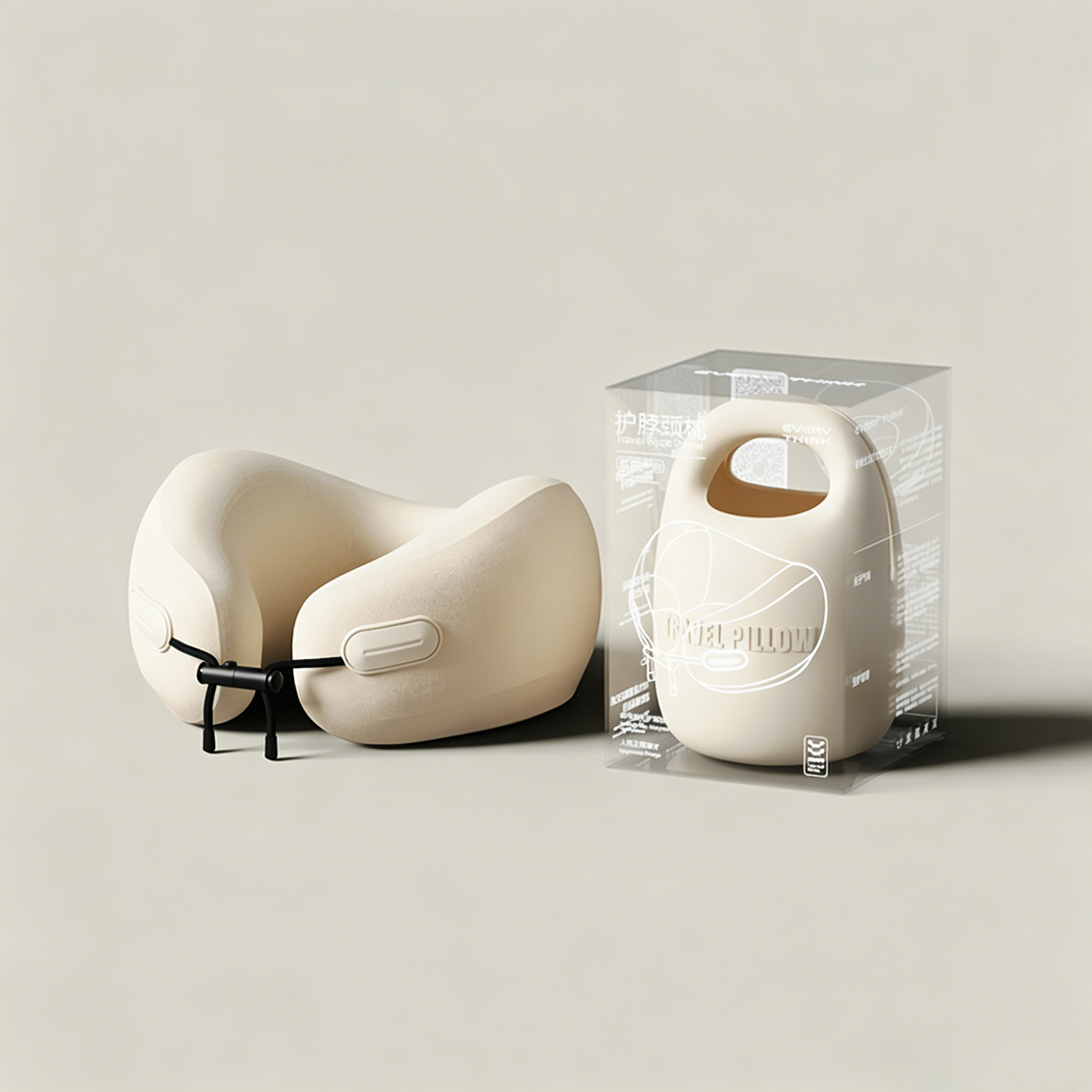 Portable Travel Neck Pillow, Ergonomic U-Shaped Neck Support Pillow with Soft Fabric & Compact Carry Case