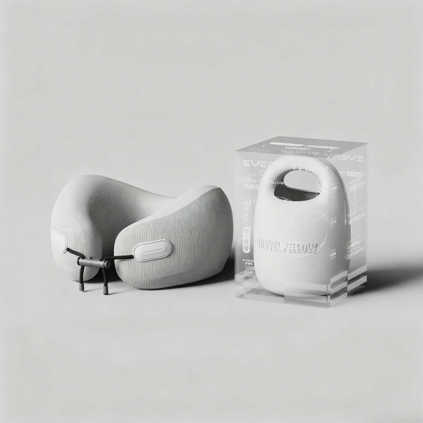 Portable Travel Neck Pillow, Ergonomic U-Shaped Neck Support Pillow with Soft Fabric & Compact Carry Case