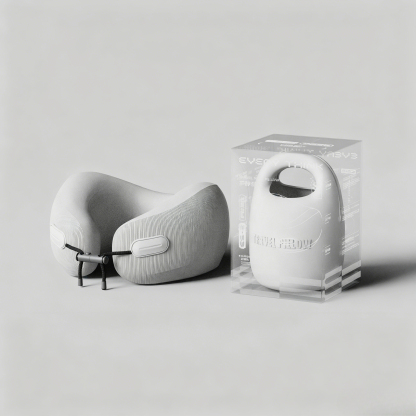 Portable Travel Neck Pillow, Ergonomic U-Shaped Neck Support Pillow with Soft Fabric & Compact Carry Case