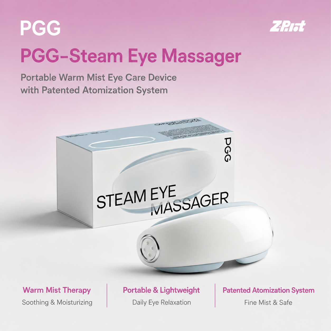 PGG-Steam Eye Massager, Portable Warm Mist Eye Care Device with Patented Atomization System for Daily Eye Relaxation