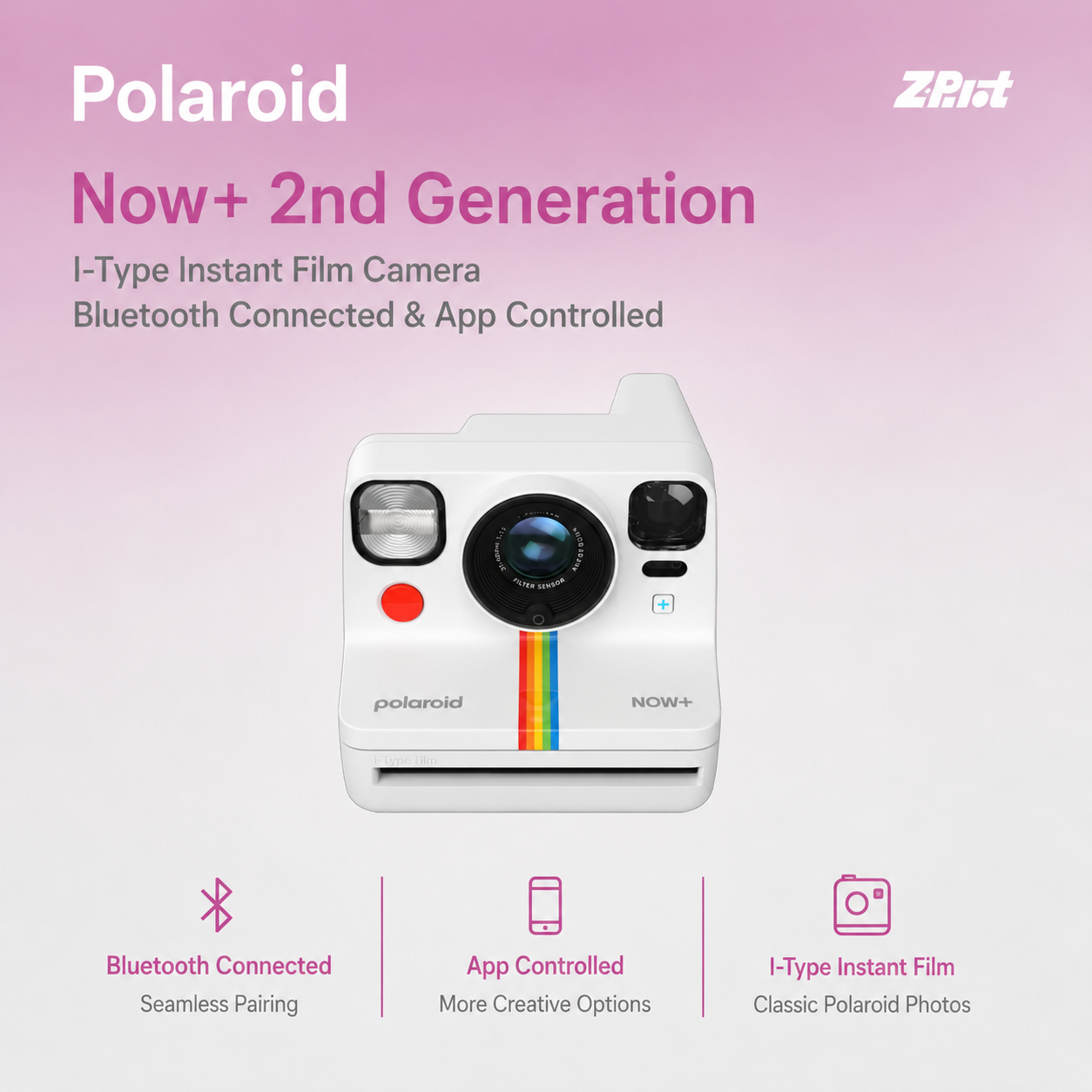 Polaroid Now+ 2nd Generation I-Type Instant Film Bluetooth Connected App Controlled Camera