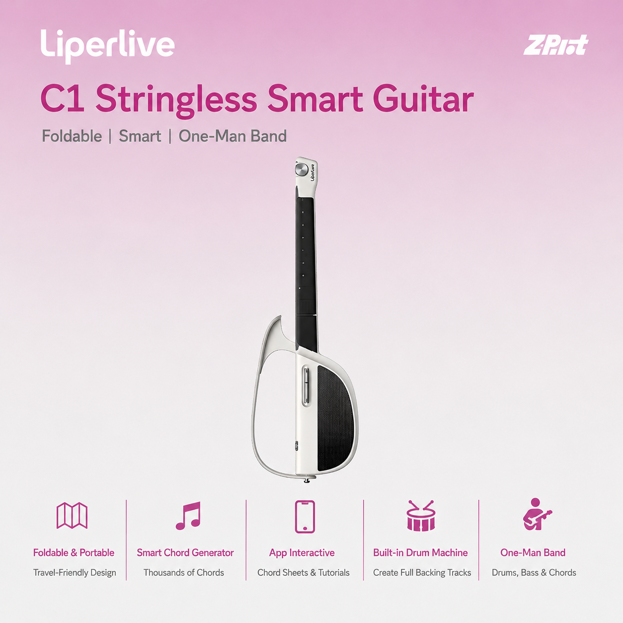 LiberLive C1 Zero-String Smart Guitar for Instant Play